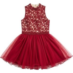 City Triangle Red Lace Tulle Fit Flare Party Dress Size 3